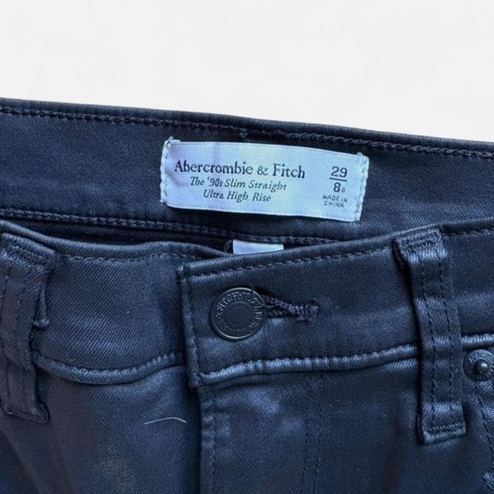Abercrombie Fitch 90s Slim Straight Ultra High Rise Faux Leather Pants Size 29 - Picture 4 of 6